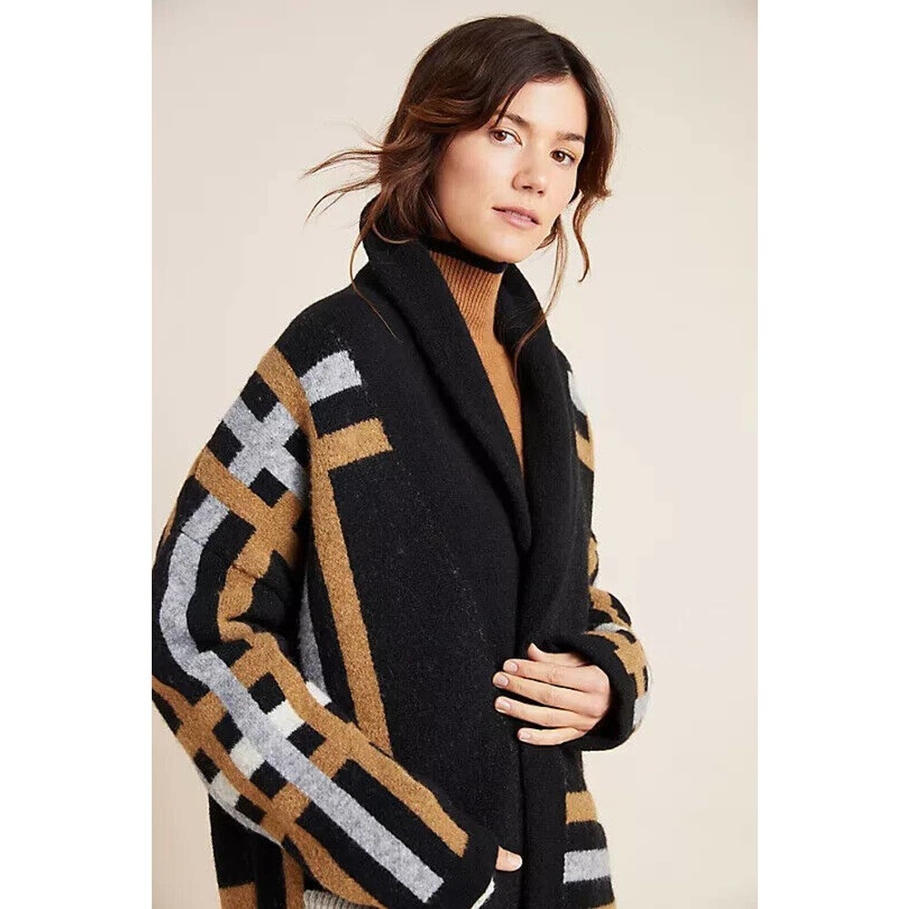 NWT Anthropologie Ferna Plaid Sweater Coat Wool Blend Women's SP Small Petite - Picture 5 of 14